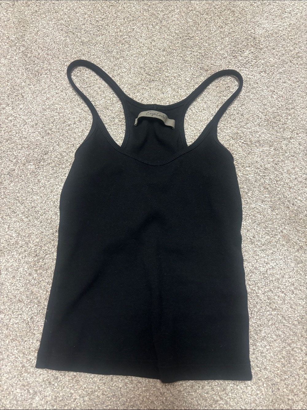 Enza Costa Black Ribbed Tank - Picture 2 of 2